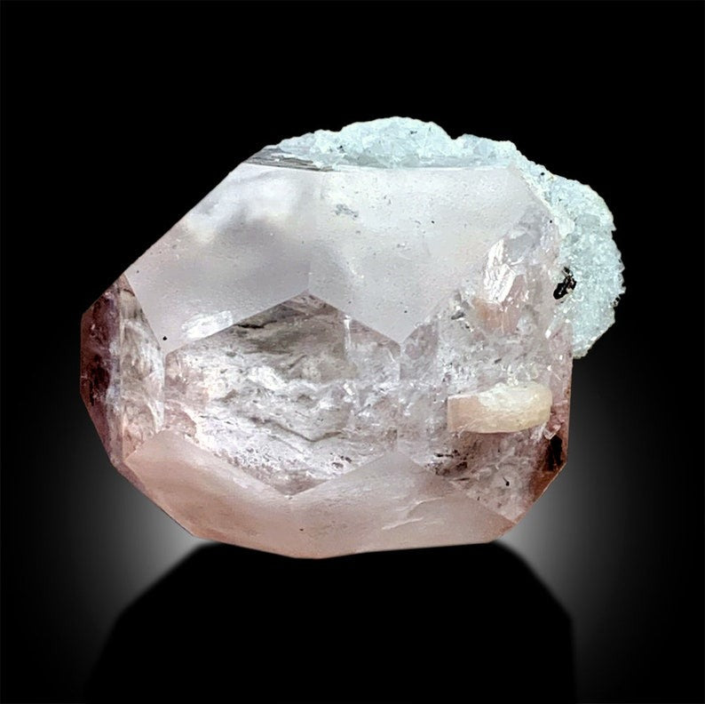 Pink Morganite with Tourmalines and Apatite, Morganite Crystal, Tourmaline Crystals, Pink Apatite, Combo Mineral Specimen, Raw Gemstone, 60g