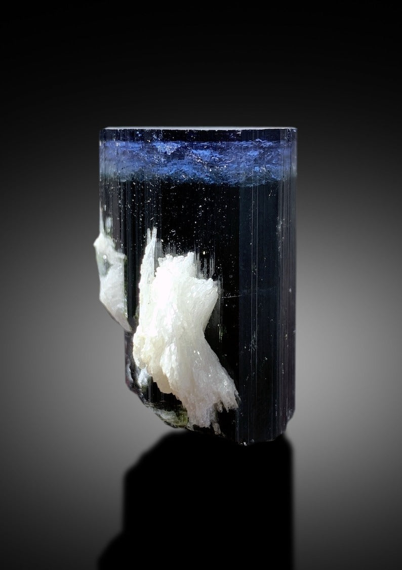 Natural Blue Cap Tourmaline Crystal with Cleavelandite Albite, Tourmaline Specimen, Tourmaline Crystal from Paproke Afghanistan - 38 gram