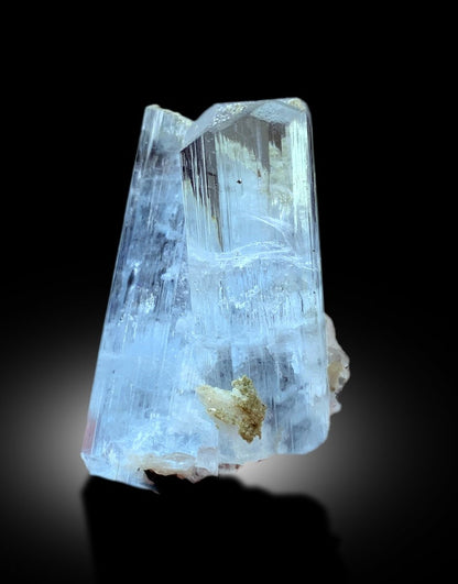 Natural Terminated Twinned Sky Blue Color Aquamarine Crystals with Schorl Tourmaline, Aquamarine from Shigar valley Skardu Pakistan - 47 g