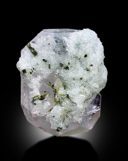 AquaMorganite, Morganite Var Aquamarine, AquaMorganite With Green Tourmalines and Albite From Afghanistan - 90 gram
