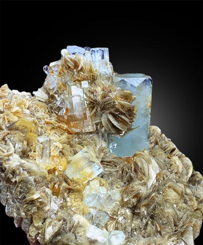 Aquamarine Crystals with Muscovite Mica, Terminated Aquamarine Crystals, Aquamarine Cluster, Aquamarine Crystals, Mineral Specimen, 1033 g