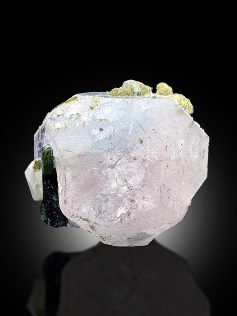 Pink Morganite with Green Tourmalines, Morganite Specimen, Morganite Crystal, Tourmaline Crystal, Mineral Specimen, Raw Gemstone, 87 gram