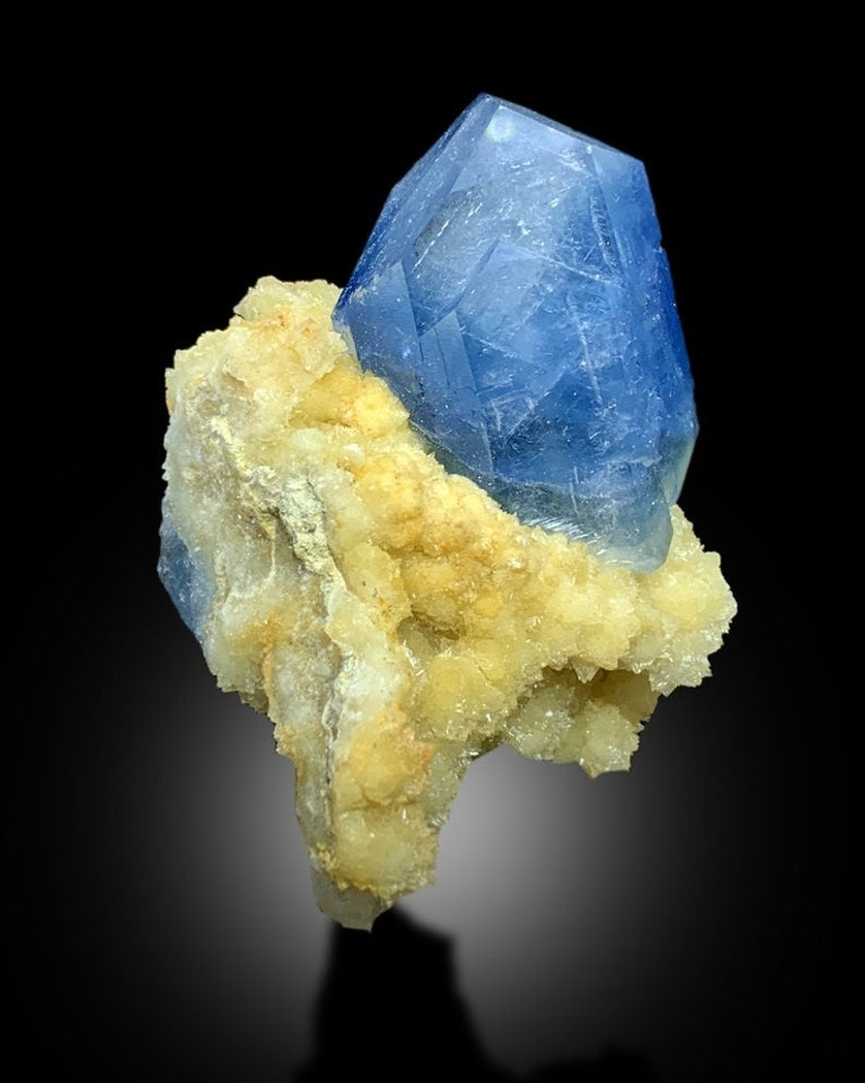 Celestine Crystals with Calcite Mineral Specimen from Afghanistan - 95 gram
