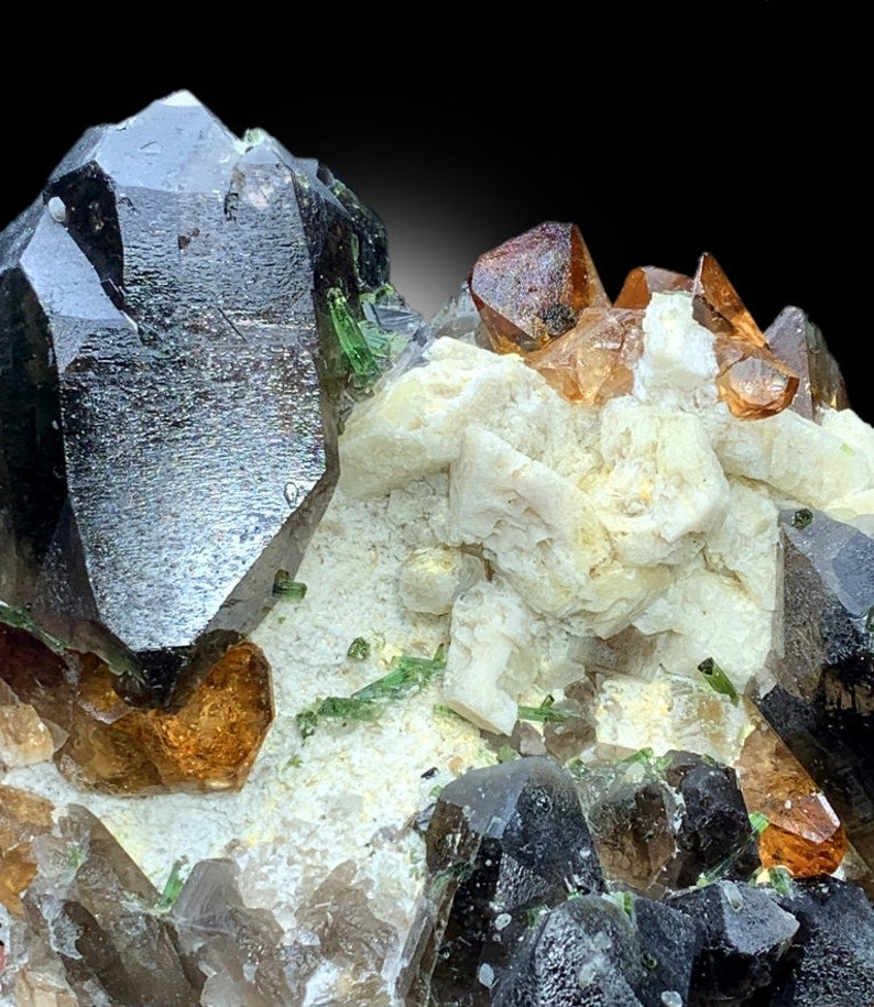 Topaz Crystals with Tourmalines, Herderite Crystals, Smoky Quartz Crystals, Crystal Cluster, Topaz Specimen, Tourmaline Cluster, 2471 g