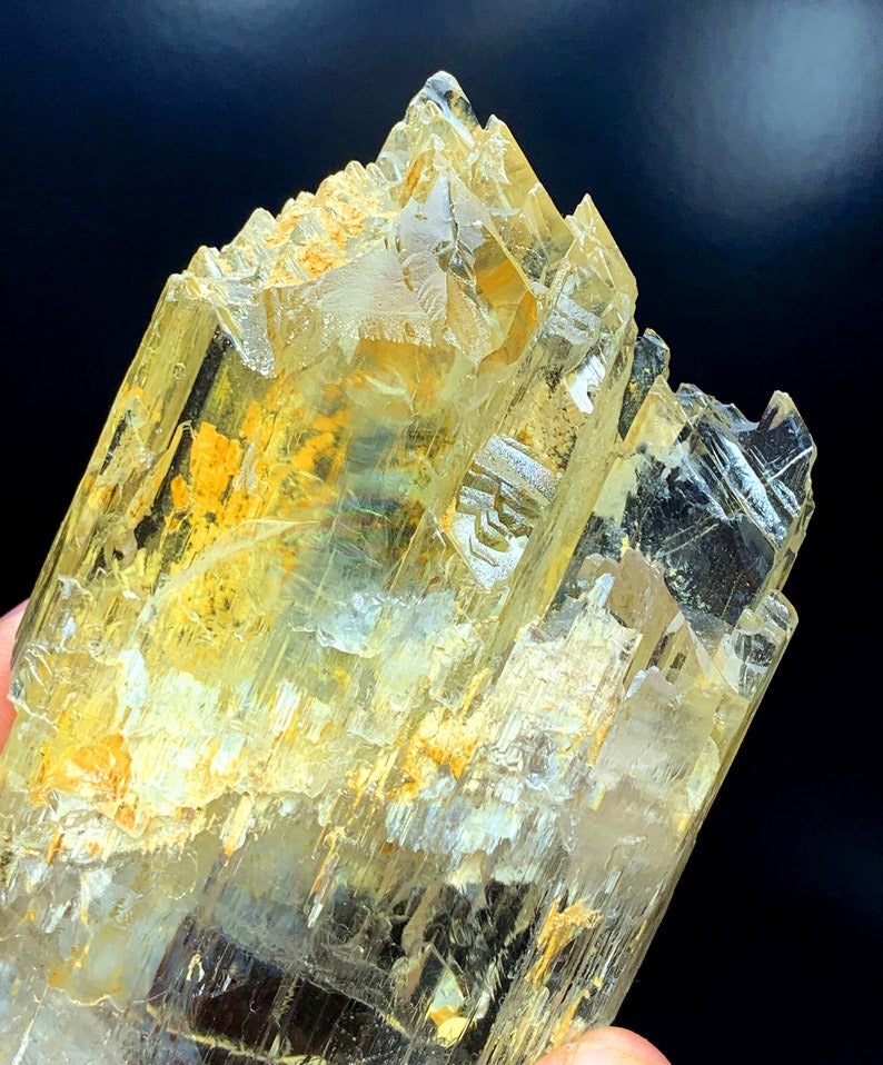 Natural Yellow Color Triphane Kunzite with Complex Mountain Shape Terminations, Kunzite Gemstone, Spodumene Kunzite Crystal - 550 gram