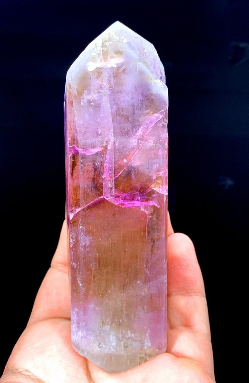 Natural Terminated Twinned Pink Kunzite Crystal From Afghanistan - 405 g