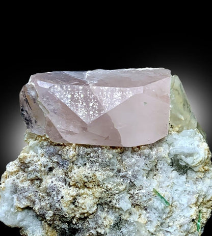 Morganite Specimen with Tourmalines, Pink Lepidolite and Quartz, Morganite Crystal, Tourmaline crystals, Pink Morganite, 170 gram