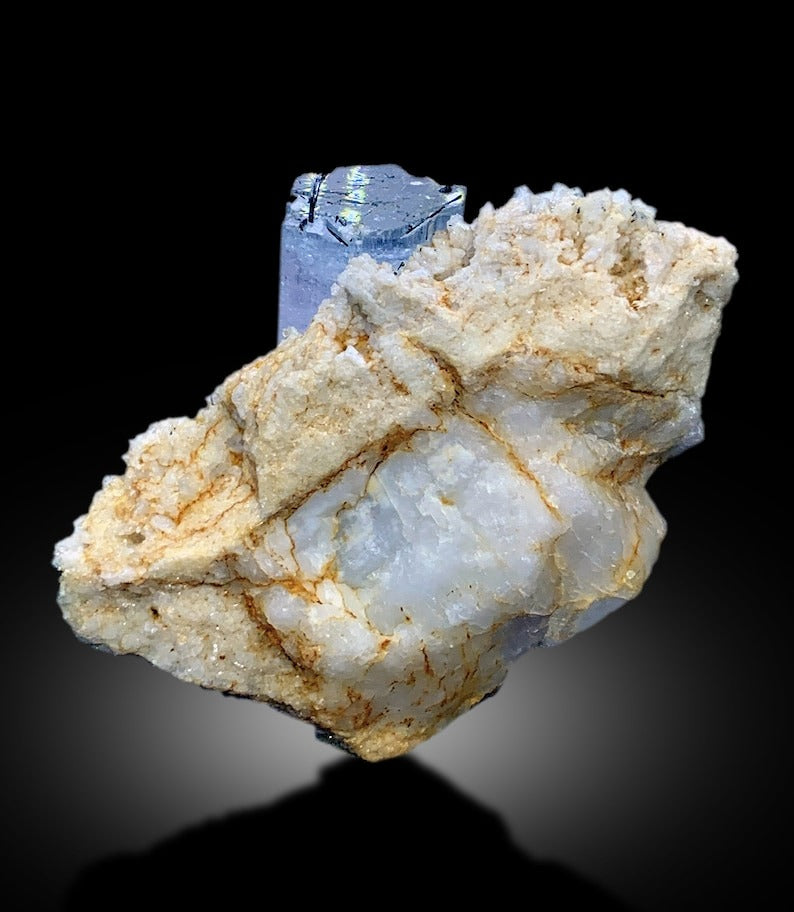 AquaMorganite, Morganite Var Aquamarine, AquaMorganite With Schorl and Feldspar From Skardu Pakistan - 170 gram