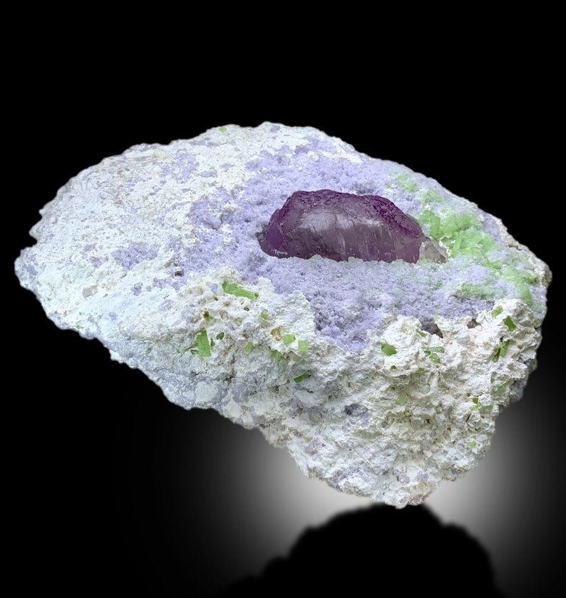 Natural Terminated Pink Kunzite With Green Tourmalines Lepidolite and Albite Mineral Specimen From Afghanistan - 2173 gram