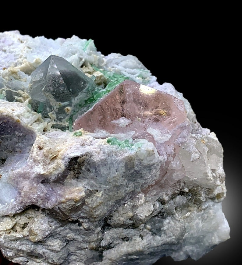 Pink Morganite With Green Tourmalines, Quartz and Albite Mineral Specimen From Afghanistan - 965 gram
