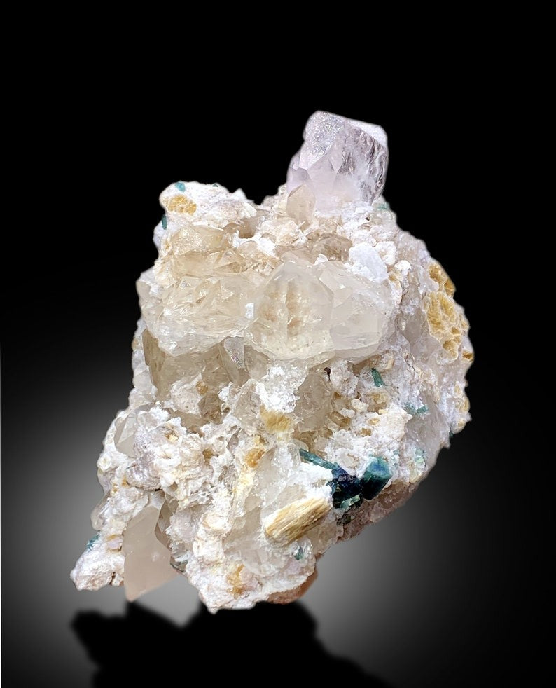 Natural Morganite Crystal with Indicolite Tourmalines, Quartz and Mica, Morganite Specimen, Morganite from Afghanistan - 1065 gram