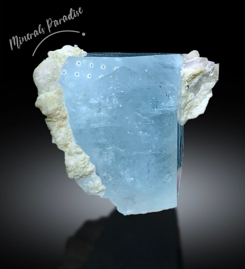 Aquamarine Crystal with Pink Apatite, Aquamarine Specimen, Apatite Crystals, Combo Mineral Specimen, 210 gram