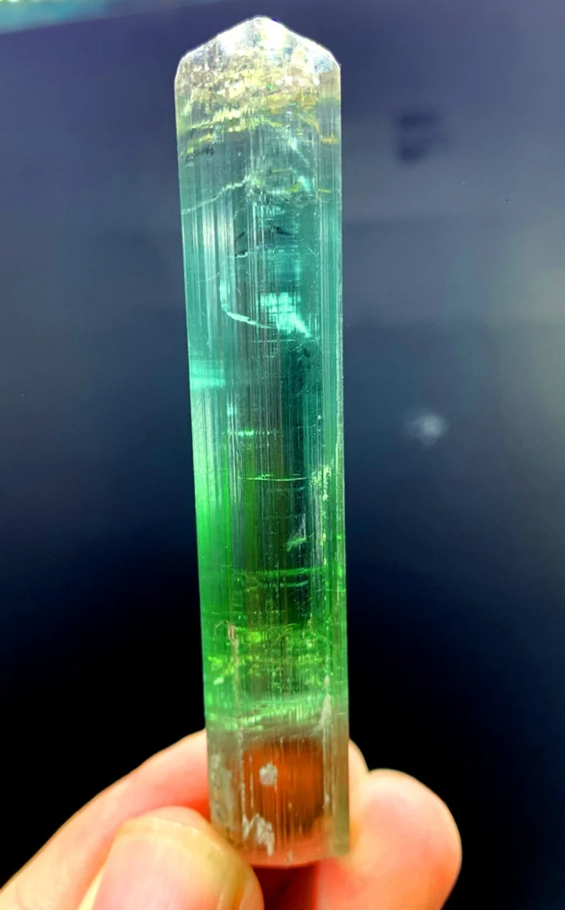 Exceptional Tourmaline Crystal For Sale, Gem Quality Facet Grade tourmaline crystal, terminated tri-color tourmaline crystal, 36 Gram