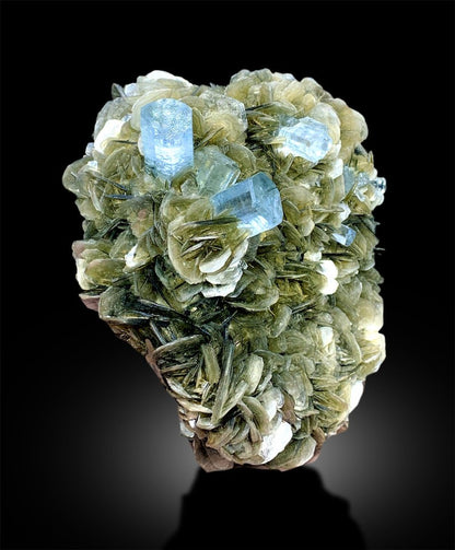 Aquamarine Crystals with Muscovite Mica, Terminated Aquamarine Crystals, Aquamarine Cluster, Aquamarine Crystals, Mineral Specimen, 1024g