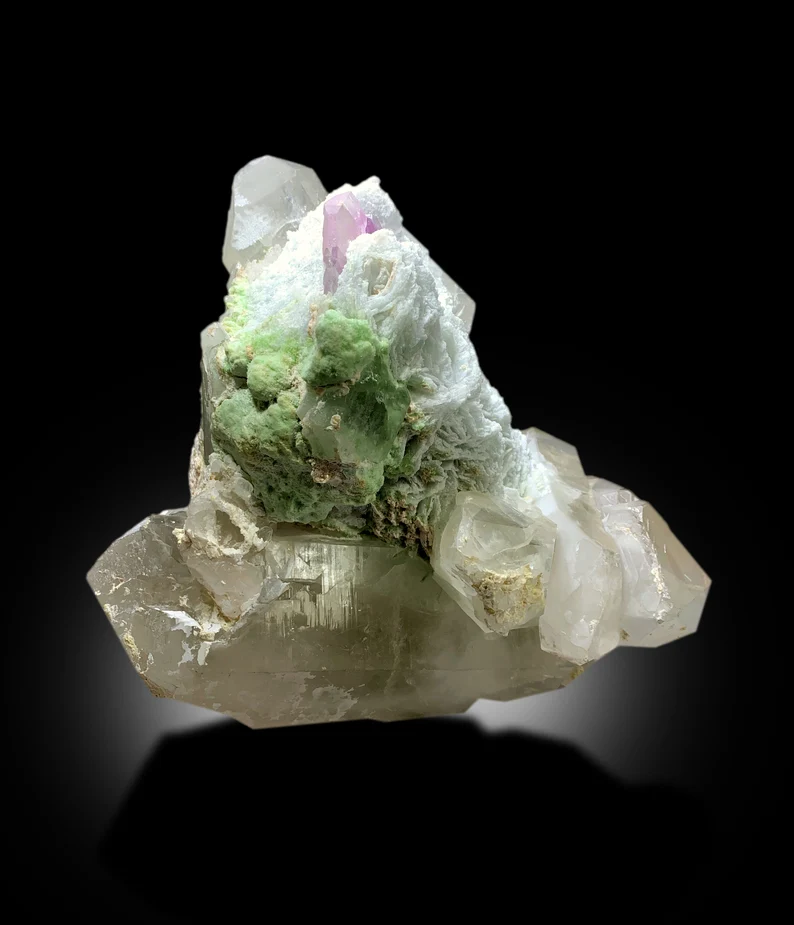 Natural Pink Color Kunzite with Green Tourmalines, Quartz and Cleavelandite Albite, Mineral Specimen, Raw Mineral, Kunzite Specimen - 8.2 Kg