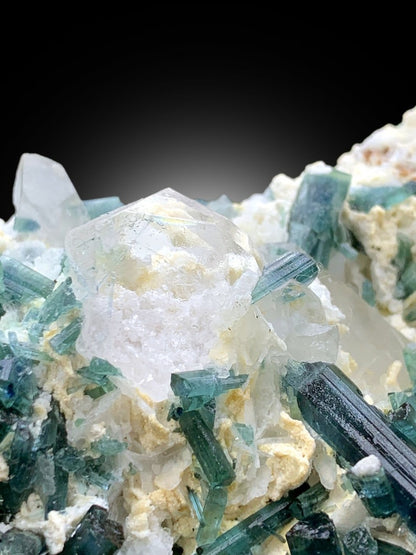 Natural Indicolite Blue Tourmaline Cluster with Morganites and Quartz, Tourmaline Specimen, Tourmaline from Afghanistan - 898 gram