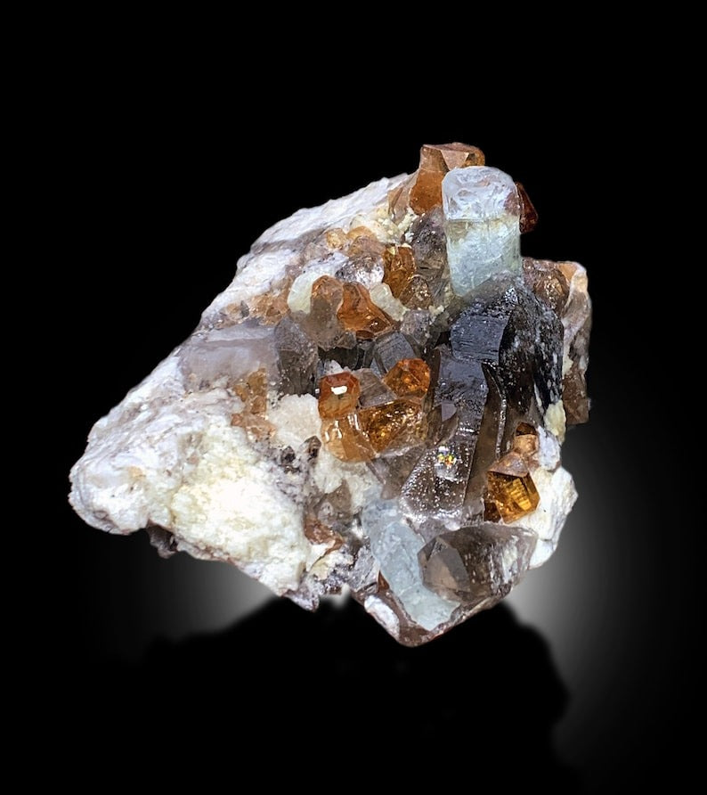 Natural Topaz Crystals With Aquamarines Quartz and Feldspar Mineral Specimen From Skardu Pakistan - 424 gram