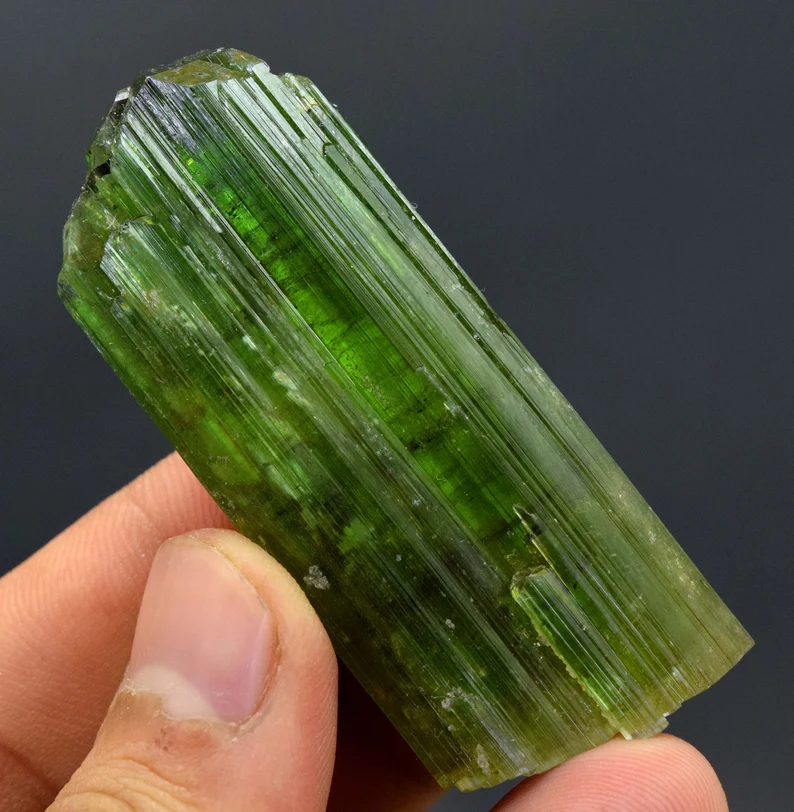 Terminated Green Tourmaline Crystal, Gem Grade Tourmaline, Tourmaline Rough, Tourmaline Crystal From Paproke Afghanistan - 209.20 cts