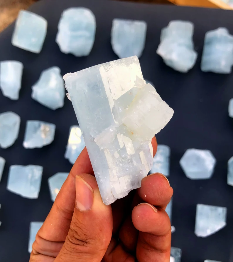 Sky Blue Color Aquamarine Crystals Parcel, Terminated Aquamarines, Whole Sale Aquamarine Lot from Pakistan - 3920 gram