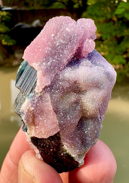 Crystallized Rose Quartz on Schorl Tourmaline from Afghanistan, 56 gram