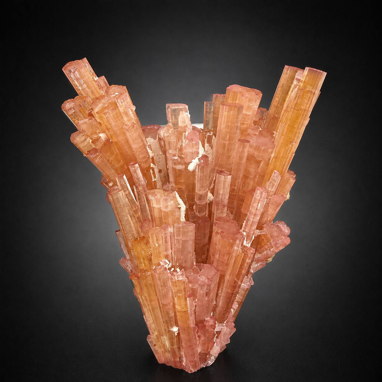 Orange Tourmaline Crystals Cluster , 224 gran