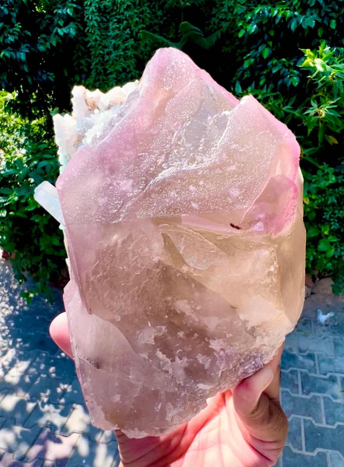 Crystallized Rose Quartz with Tourmaline on Smoky Quartz from Afghanistan, 1830 gram