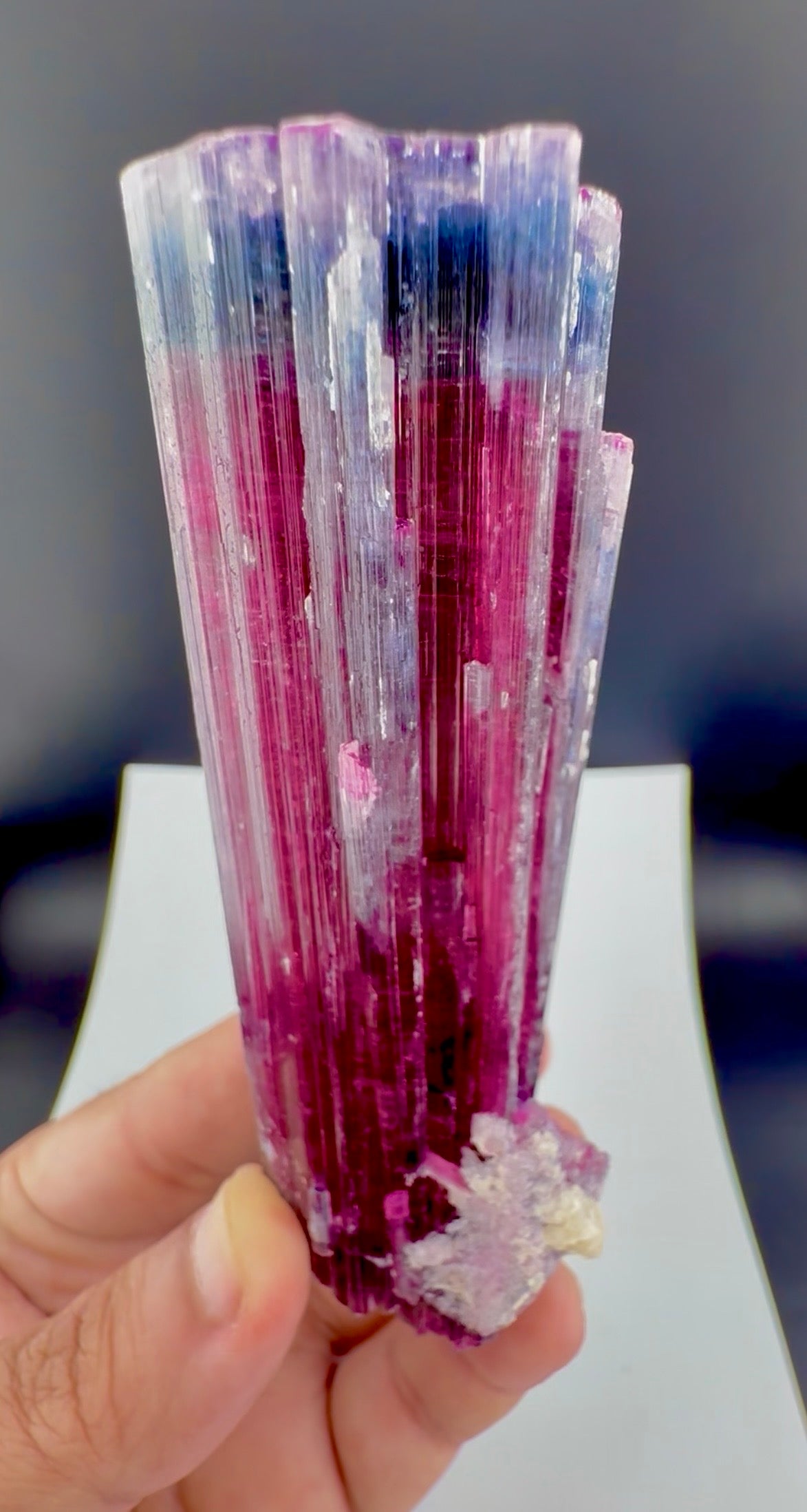 Blue Cap Tourmaline Crystal from Afghanistan, 213 gram
