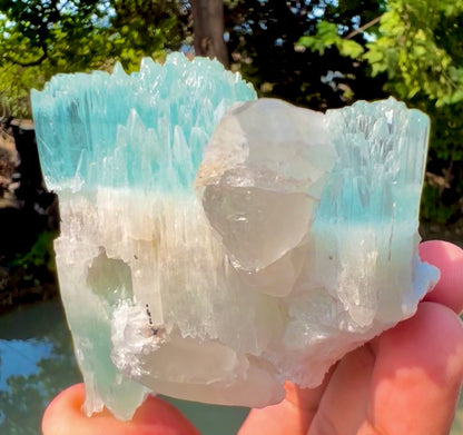 AquaMorganite crystal with Quartz and Feldapar from Pakistan, 240 grams