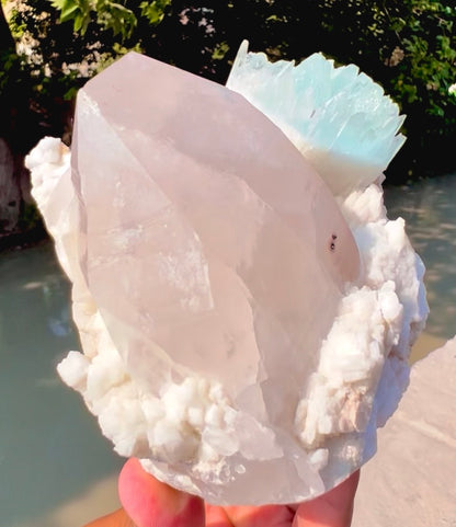 AquaMorganite crystal with Quartz and Albite from Pakistan, 1465 grams