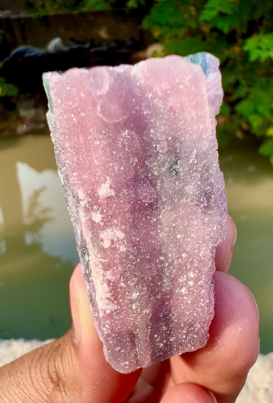 Crystallized Pink Rose Quartz on Cats Eye Tourmaline from Afghanistan - 60 gram