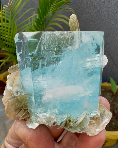 Aquamarine crystal with Mica from Pakistan, 114 gram