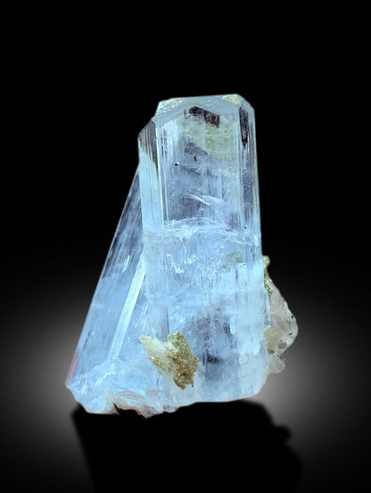 Natural Terminated Twinned Sky Blue Color Aquamarine Crystals with Schorl Tourmaline, Aquamarine from Shigar valley Skardu Pakistan - 47 g