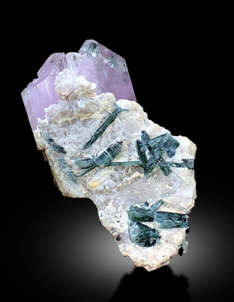 Natural Terminated Pink Kunzite With Green Tourmalines Lepidolite and Albite Mineral Specimen From Afghanistan - 2173 gram