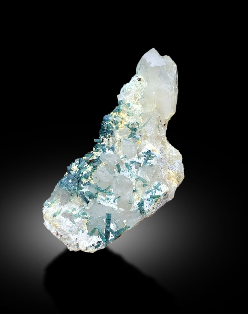 Natural Indicolite Blue Tourmaline Cluster with Morganites and Quartz, Tourmaline Specimen, Tourmaline from Afghanistan - 898 gram
