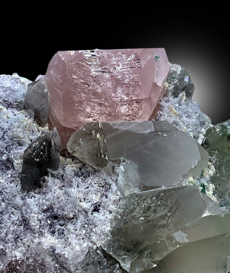 Pink Morganite With Green Tourmalines, Quartz and Lepidolite Mineral Specimen From Afghanistan - 1375 gram