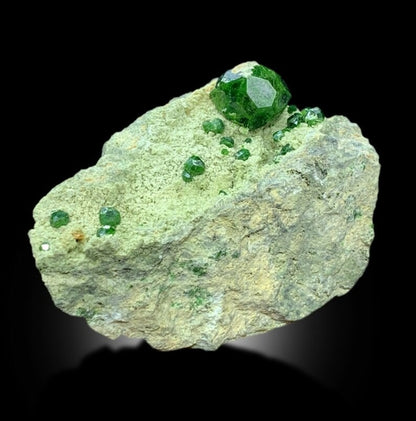 Demantoid Garnet, Green Garnet, Garnet Crystals, Demantoid Garnet Specimen, Crystal Cluster, Mineral Specimen, Garnet on matrix, 228 gram