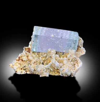 AquaMorganite, Morganite Var Aquaamrine, AquaMorganite With Schorl and Feldspar From Skardu Pakistan - 80 gram