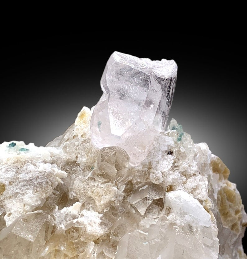 Natural Morganite Crystal with Indicolite Tourmalines, Quartz and Mica, Morganite Specimen, Morganite from Afghanistan - 1065 gram