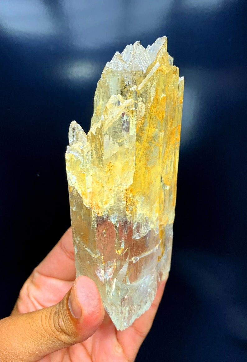 Natural Yellow Color Triphane Kunzite with Complex Mountain Shape Terminations, Kunzite Gemstone, Spodumene Kunzite Crystal - 550 gram