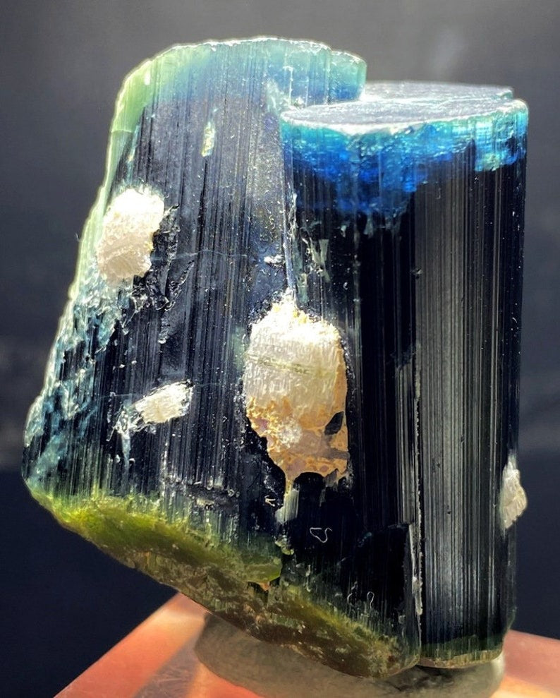 Tourmaline Crystal, Blue Cap Tourmaline, Bicolor Tourmaline, DT Tourmaline, Raw Tourmaline, Tourmaline for sale, 143 Gram , 55*42*36 mm