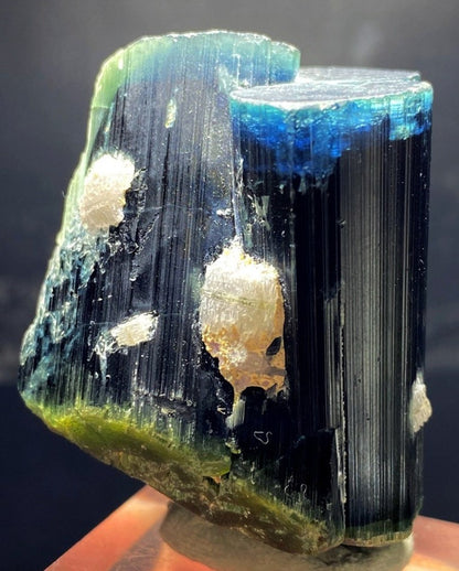 Tourmaline Crystal, Blue Cap Tourmaline, Bicolor Tourmaline, DT Tourmaline, Raw Tourmaline, Tourmaline for sale, 143 Gram , 55*42*36 mm