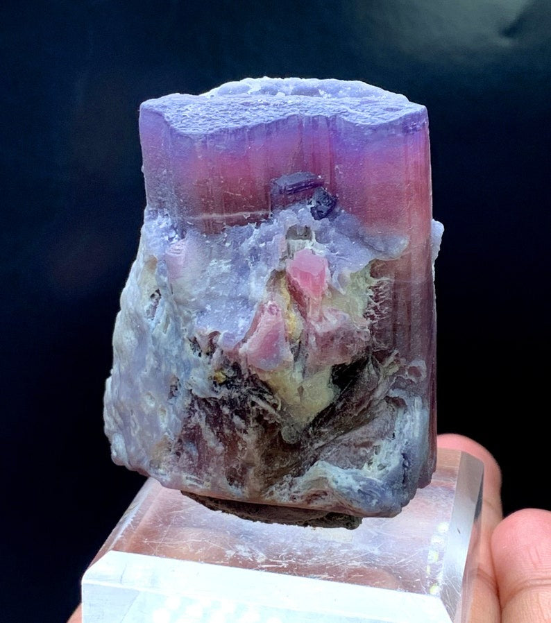 Natural Blue Cap Pink Tourmaline with Blue Mica, Crystal Specimen, Tourmaline Crystal from Badakhshan Afghanistan - 155 gram