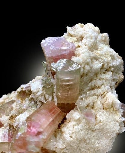 Natural Watermelon Tourmaline Crystals with Albite, Tourmaline Cluster, Tourmaline from Paproke, District Nuristan Afghanistan - 771 gram