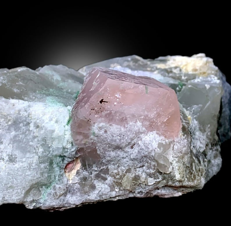 Pink Morganite With Green Tourmalines Quartz and Albite Mineral Specimen From Afghanistan - 971 gram