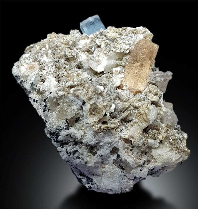 Aquamarine Specimen, Aquamarine With Topaz Schorl Quartz Mica Combo Mineral Specimen, Aquamarine From Shigar Pakistan 1387 g , 131*120 mm