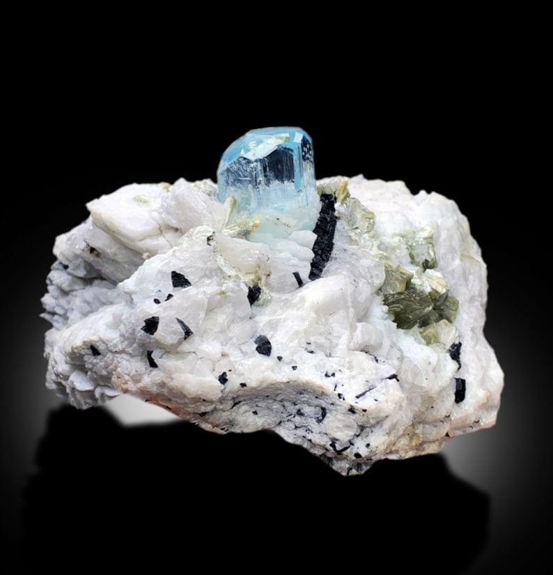 Natural Aquamarine Crystal With Mica Schorl and Feldspar Mineral Specimen From Skardu Pakistan - 1413 gram