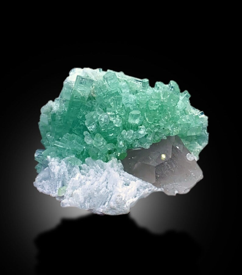 Green Tourmaline Crystals Cluster With Morganite and Cleavelandite Albite Mineral Specimen From Afghanistan - 148 gram