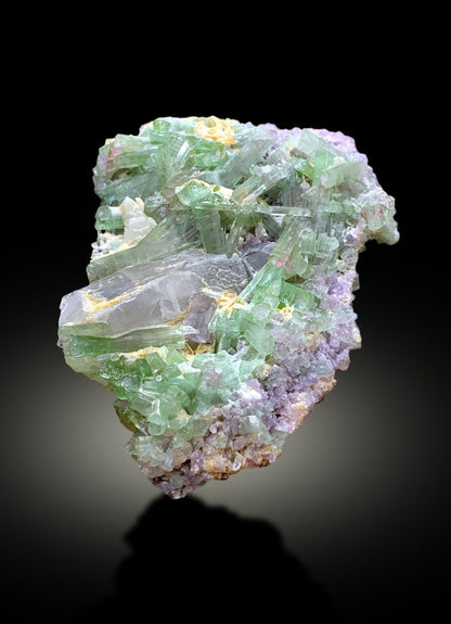 Natural Bicolor Tourmaline Cluster with Quartz and Lepidolite, Tourmaline Specimen, Raw Mineral, Tourmaline from Afghanistan - 823 gram