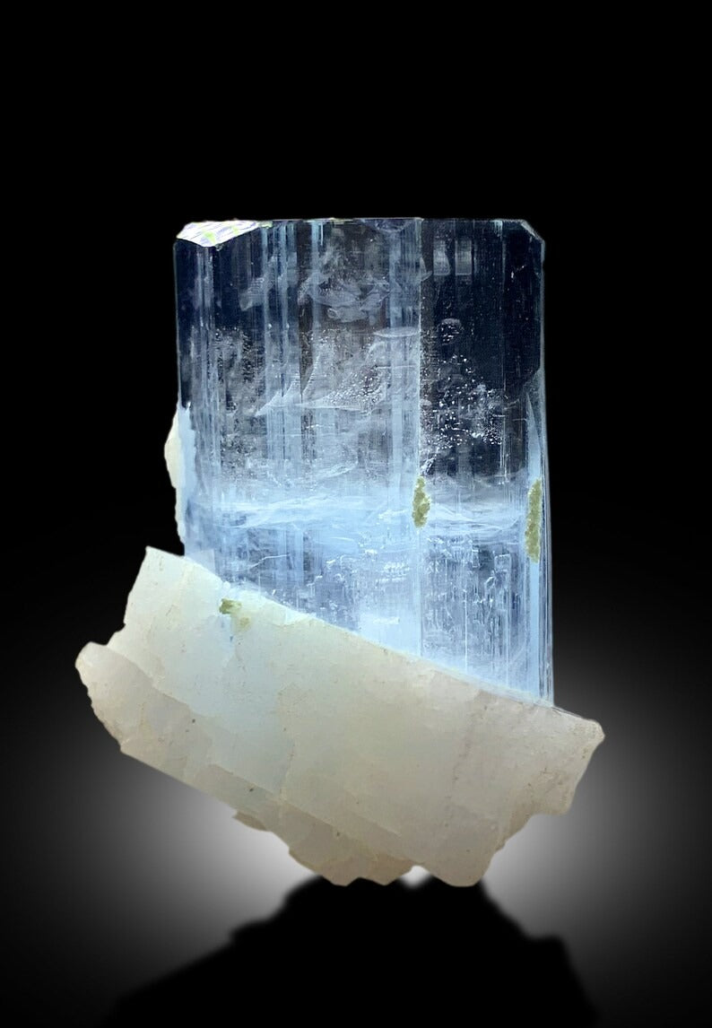 Natural Terminated and Damage Free Sky Blue Color Aquamarine Crystal with Feldspar, Aquamarine from Shigar valley Skardu Pakistan - 42 gram