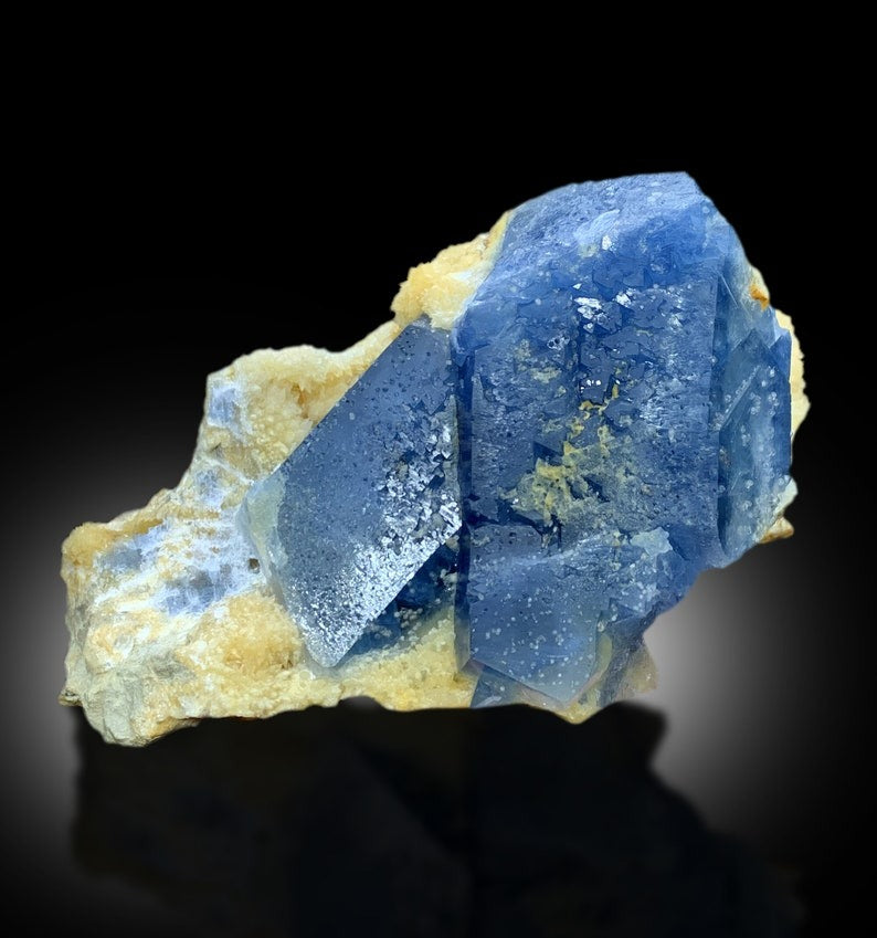 Blue Celestine With Calcite Mineral Specimen From Baghdis, Afghanistan - 744 gram